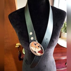 Beautiful Floral Buckle Brown Belt